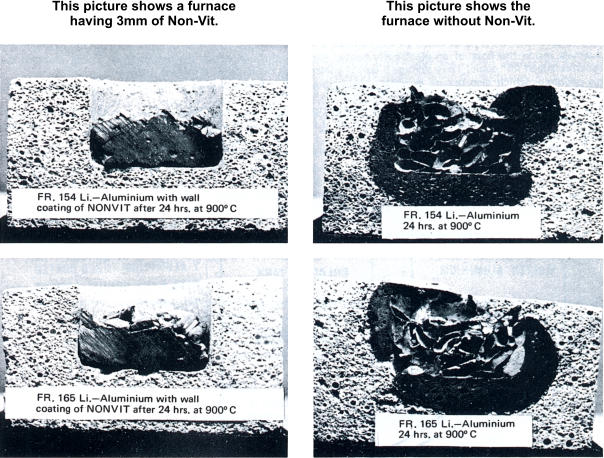 This picture shows a furnace having 3mm of Non-Vit. This picture shows the furnace without Non-Vit.