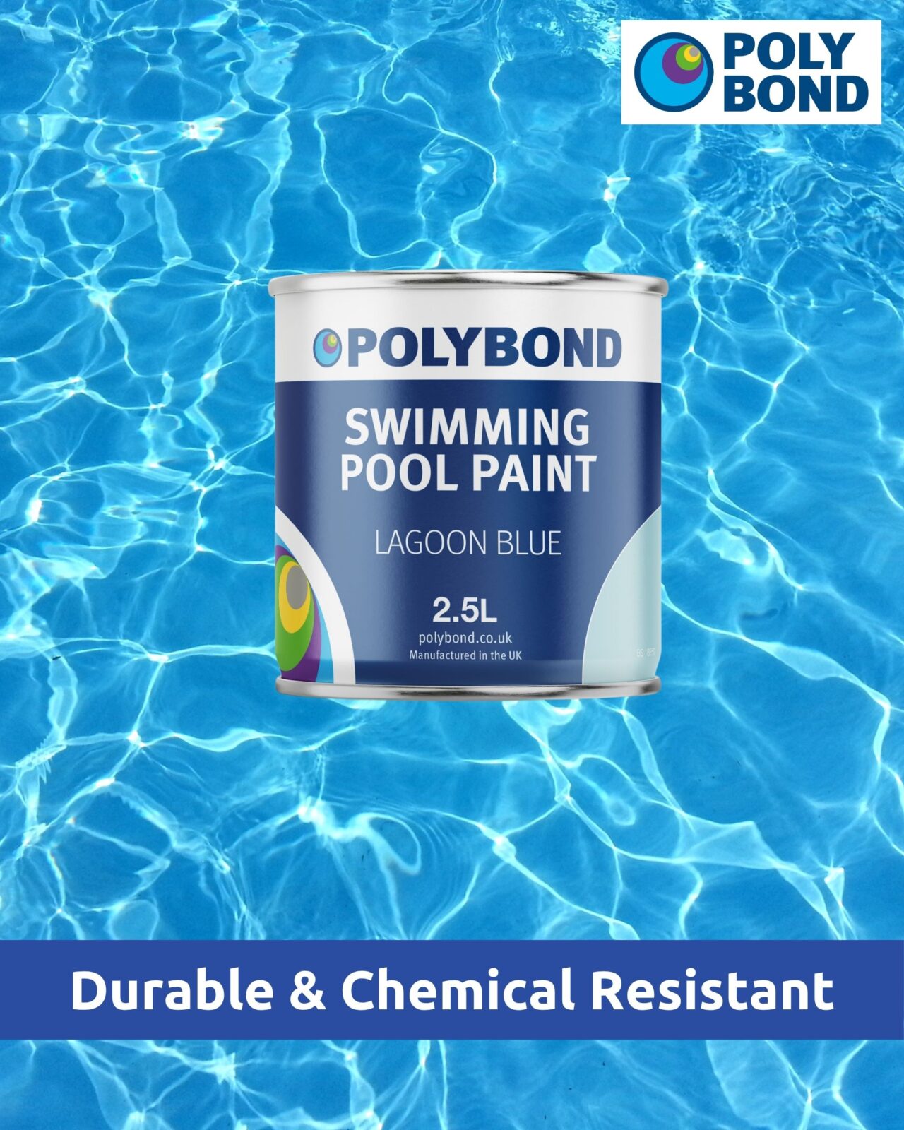 Polybond Swimming Pool Paint - Chlorinated Rubber Pool Coating, Durable Fast Drying Paint for Rendered Pools, Tough & Chemical Resistant - Image 3