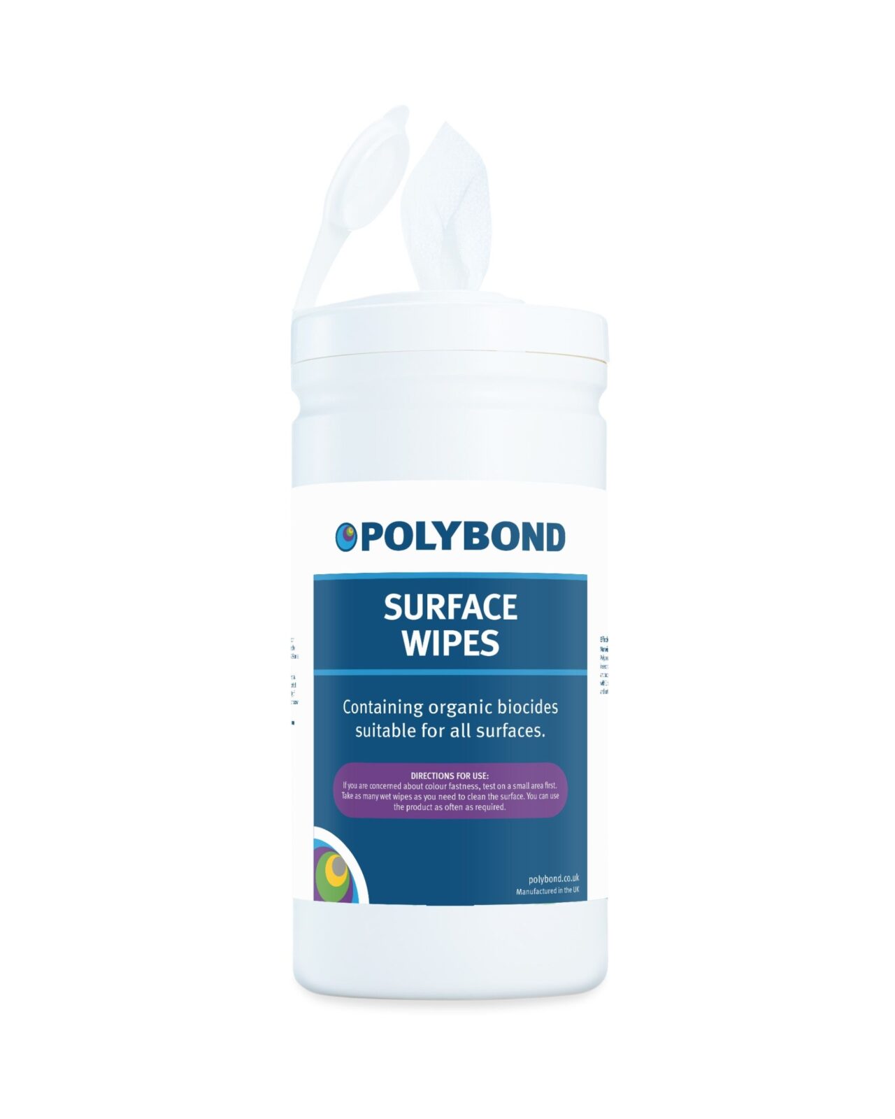 Polybond Hygiene Surface Wipes – Alcohol-Free Antibacterial Multi-Surface Cleaner (150 Large Wipes)