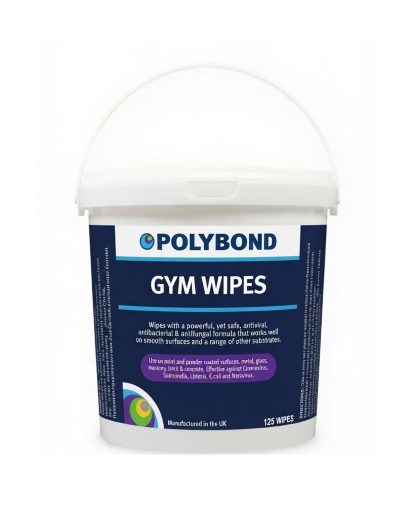 Polybond Antimicrobial Gym Wipes – Extra Large, Alcohol-Free, Antibacterial & Antiviral (125 Wipes)